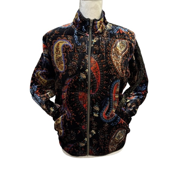 Johnny Was XS Sezana Velvet Paisley Dolman Sleeve Stand Collar Quilted Jacket - Picture 4 of 13